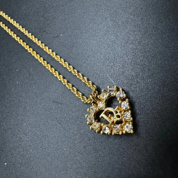 Authentic CD 18K gold plated Christian Dior heart necklace - Picture 5 of 13